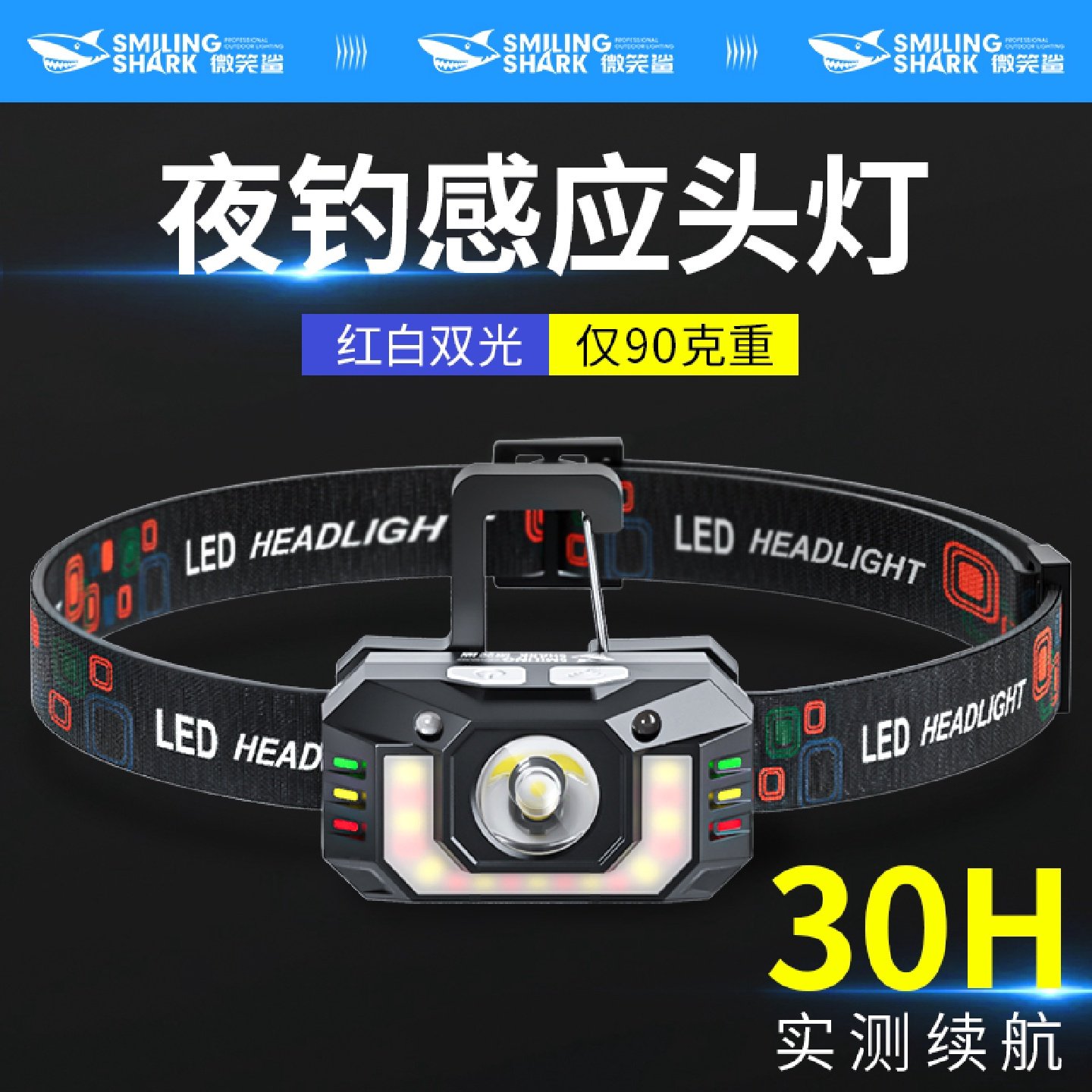 头灯钓鱼专用感应头戴式强光充电超亮大容量续航超长锂电2025新款