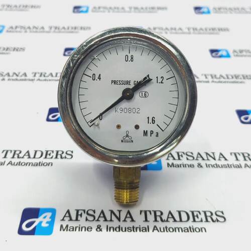 NISSHIN K90802 PRESSURE GAUGE RANGE 0 TO 1.6 MPA 14 NPT BOTT