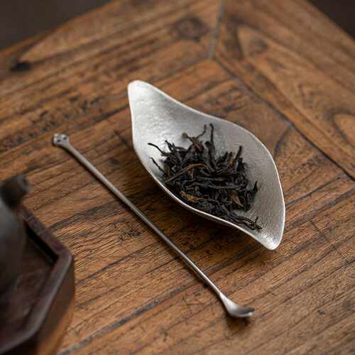 复古禅意茶则手工锡荷叶赏茶荷醒茶则茶匙功夫茶具茶道配件