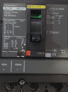 Square D HJL36150CA Powerpact HJ150 150A 3P 600VAC