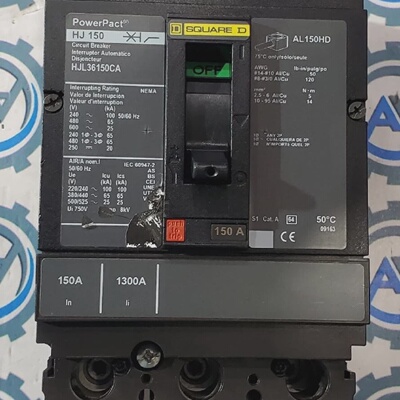 Square D HJL36150CA Powerpact HJ150 150A 3P 600VAC
