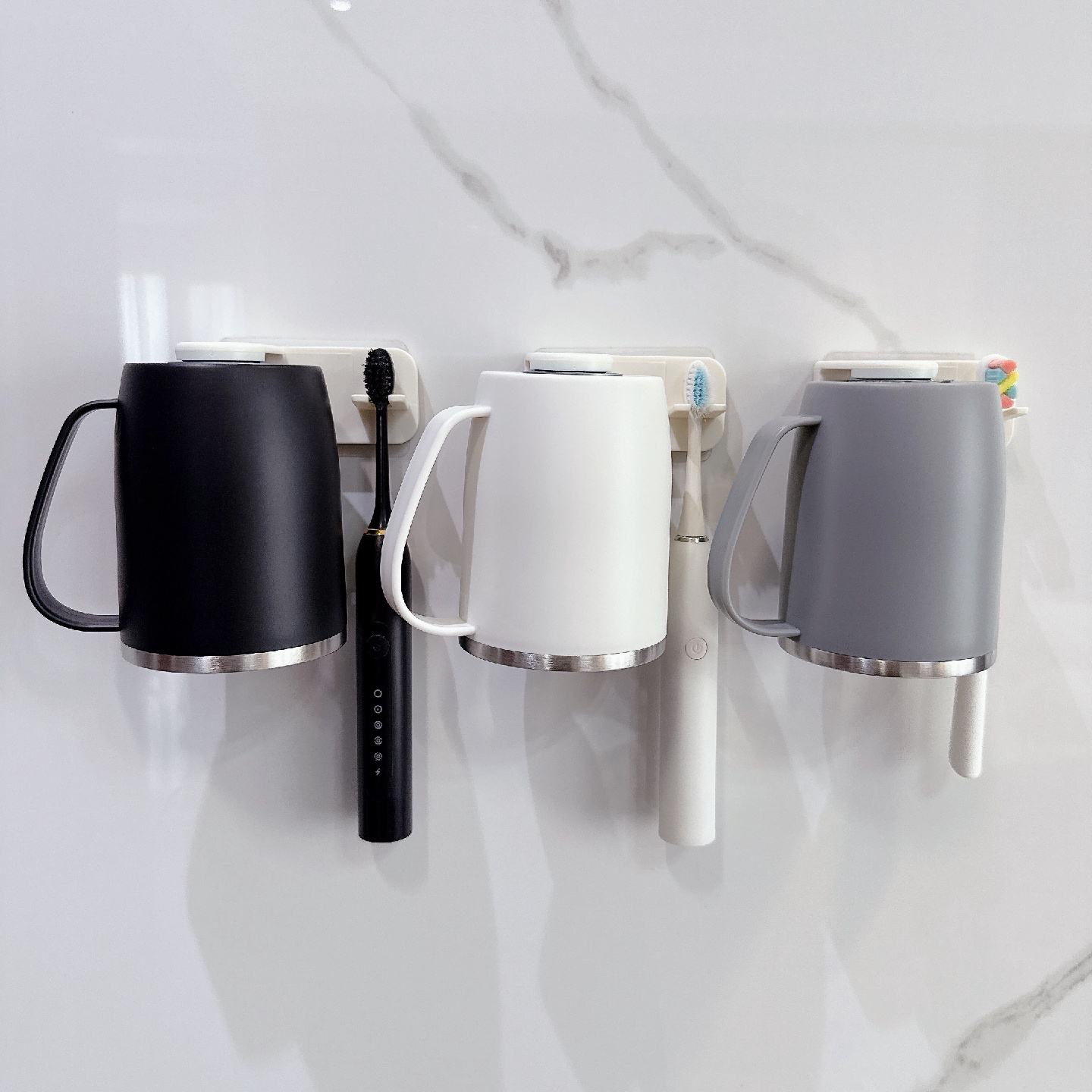 磁吸牙刷置物架壁挂式倒挂不锈钢漱口杯子洗漱杯情侣刷牙杯子牙缸
