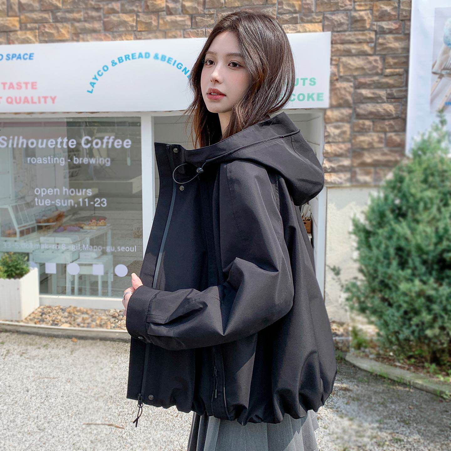 巨好看的黑色加绒厚外套女短款秋冬2025新款独特漂亮的初冬高级感