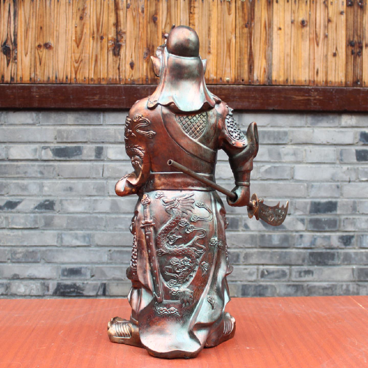 宇卓铜器纯铜关公黄铜关公横刀关公龙纹关公武财神铜像工艺品摆件