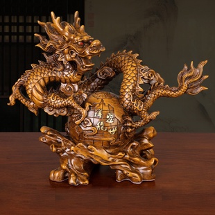 饰树脂工艺品 盛世祥龙生肖风水龙摆件招财龙大号公司办公室桌面装
