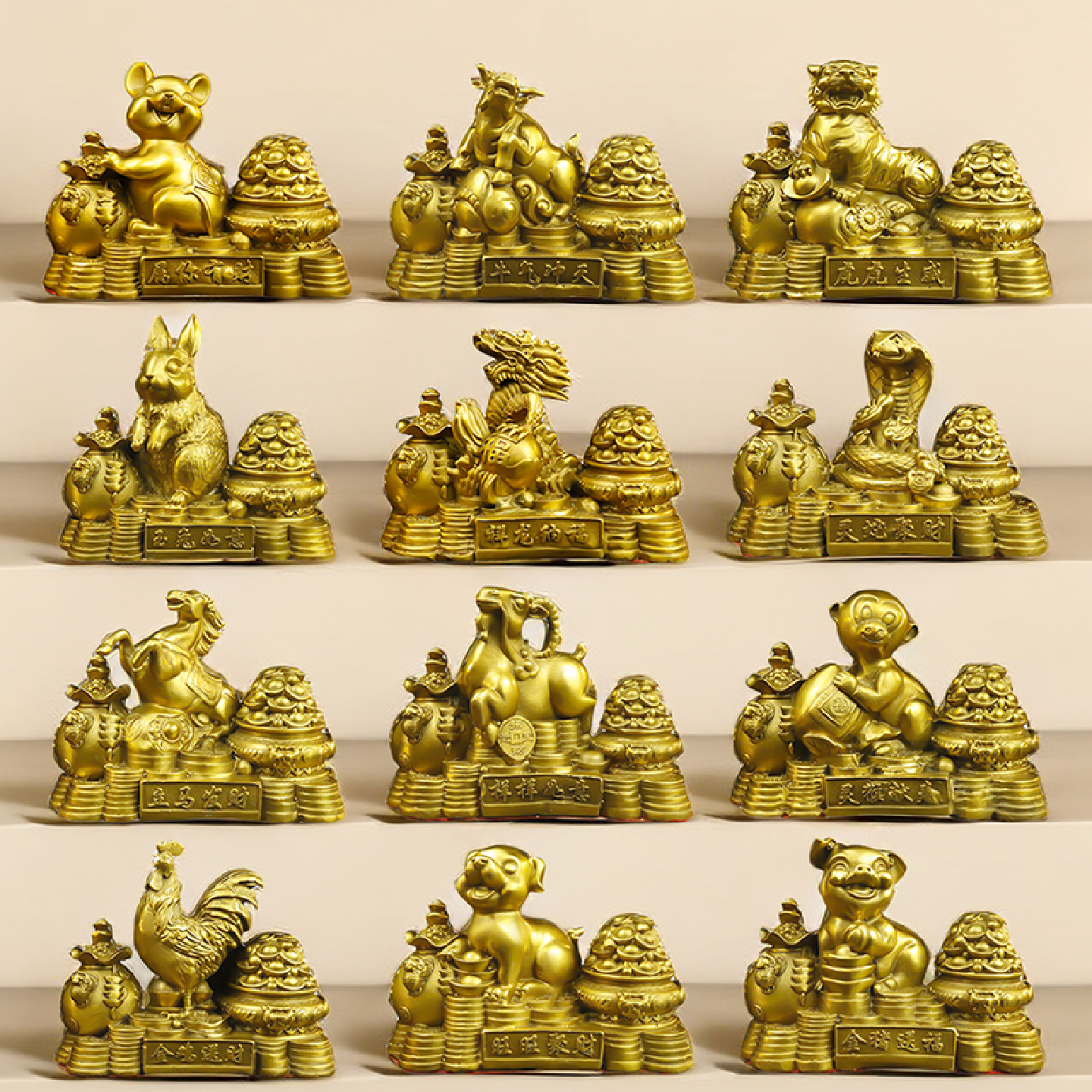 全套纯黄铜十二生肖摆件铜鼠牛虎属兔龙蛇马羊猴鸡狗猪摆件一套