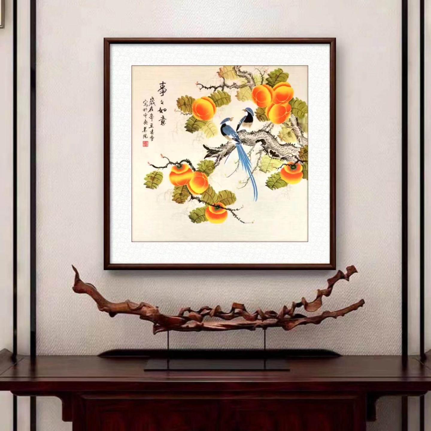 四尺斗方工笔花鸟国画 画凌雪手绘客厅饭厅卧室玄关走廊电视背景
