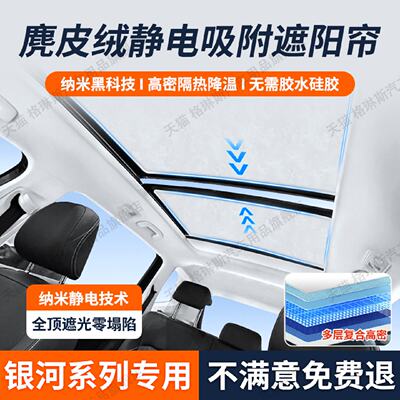 适用于吉利银河A7E5星耀8遮阳帘天窗天幕麂皮绒静电星舰7隔热
