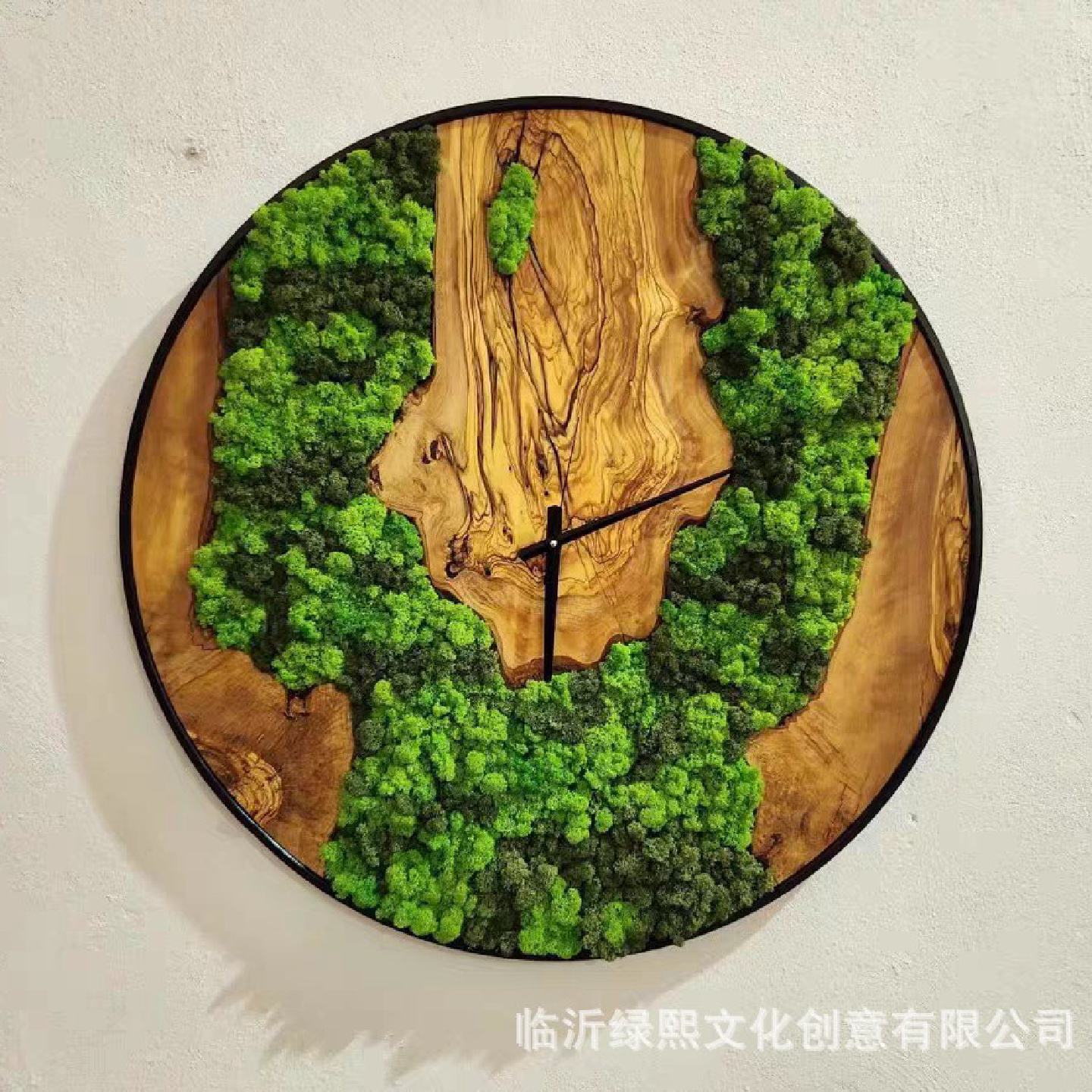 跨境永生苔藓钟表办公室客厅室内装饰青苔工艺画装饰品苔藓挂钟