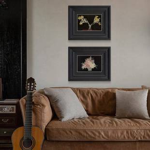 饰画美式 小众艺术中古风客厅装 常玉法式 复古餐厅卧室挂画 瓶菊