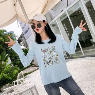 t恤女学生上衣打底衫 2025秋季 学院森女小清新印花长袖 韩版 潮 新款