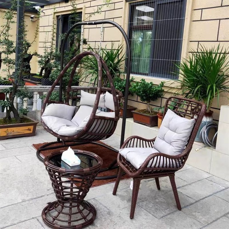 阳台懒人吊椅家用室内双人吊床户外太空吊篮椅秋千V藤摇椅摇篮椅