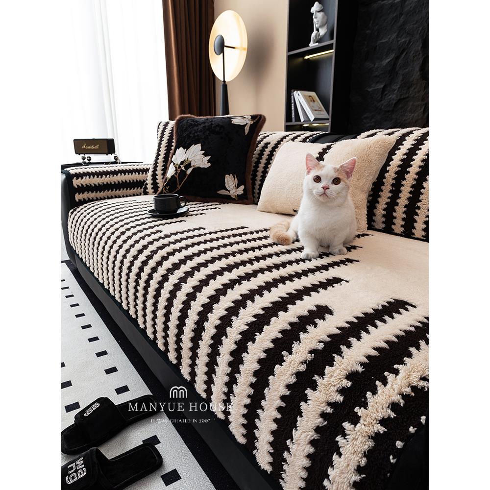 万月佳高档舒适丝绒沙发垫秋冬加厚毛绒沙发垫覆古客厅沙发套布