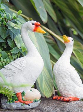 农家院装饰庭院创意仿真鸭子 乡村树脂工艺品花园别墅动物小摆件