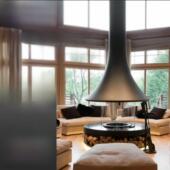 定制挂角壁炉酒店大堂民宿真火木材酒精加热器装 饰3D雾化