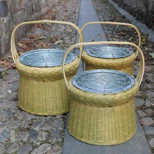取暖烤火篮火笼绩溪火熥烘篮农家手工竹制工艺品竹编取暖酒店用品