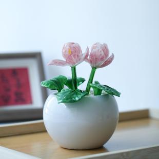 淄博琉璃手工艺品仙客来仿真花盆栽摆件家居桌面装饰礼品玄关摆设