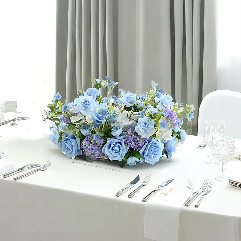 西餐厅桌花仿真花装饰摆件餐桌花摆花高端生日宴会长桌餐桌摆台花