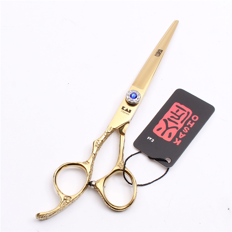 火匠美发剪刀6寸440C金色左手剪刀左撇子理发剪平剪牙剪