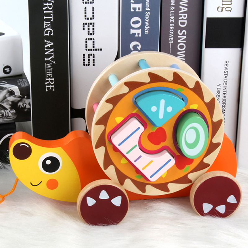 婴幼儿童拖拉车1-2-3岁学步车牵引拉着走积木制玩具宝宝拉线拉绳