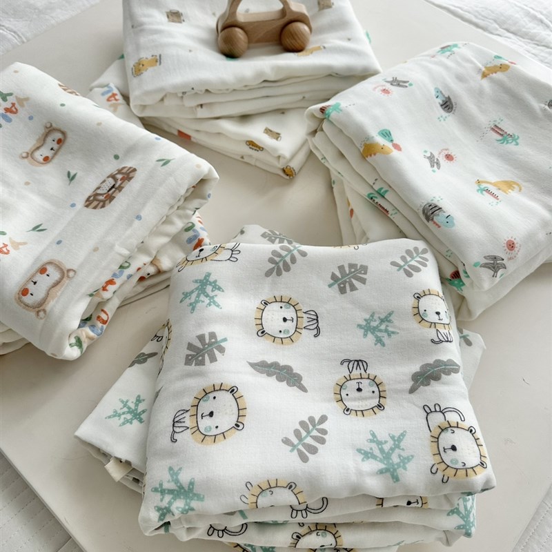 竹棉四层A类柔软纱布盖毯竹纤维浴巾新生儿包被襁褓透气吸汗