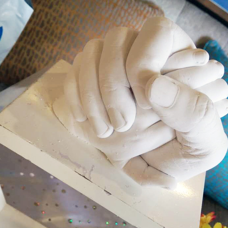 宝宝手足印泥立体3D石膏手模材料克隆粉印模情侣手摸带灯手膜套装