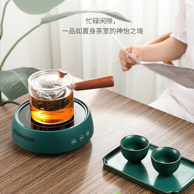 迷你电陶炉煮茶器小型电磁炉铁壶套装静音烧水茶炉小巧圆形触摸