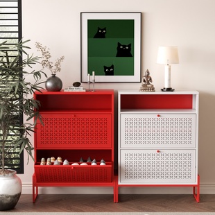 钢制翻斗鞋柜家用门口双层2025新款轻奢入户玄关柜一体靠墙收纳柜