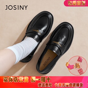 卓诗尼复古乐福鞋秀气小圆头2026年春季新款中跟粗跟单鞋显瘦女鞋