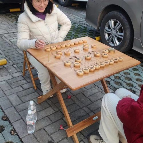 全竹雕刻棋桌象棋桌子折叠桌竹棋盘桌实木竹制品牌竹莹轻峰象棋盘