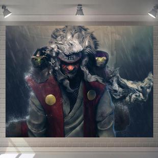 火影忍者背景布中挂布网红墙布背景墙床边布局卧室墙帆布装饰