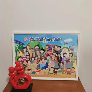 蜡笔小新1000片拼图实木相框70x50cm500片35x50拼图相框装裱