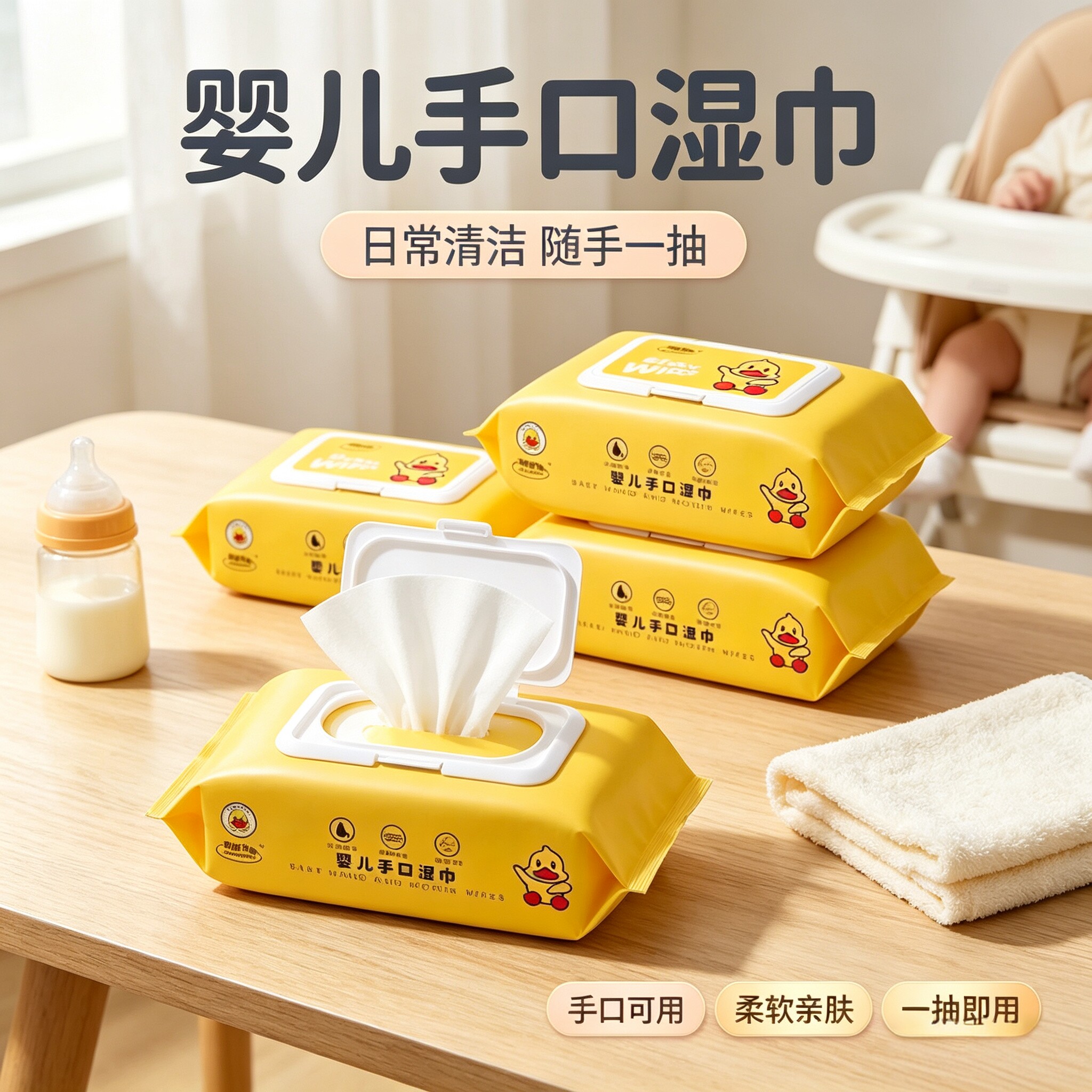 小黄鸭婴幼手口屁专用湿巾