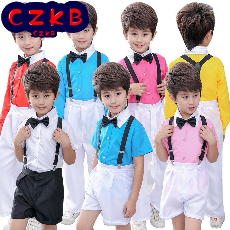 六一儿童演出服男童礼服背带裤中