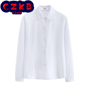白衬衫女夏季短袖内搭纯棉学生学院风立领宽松长袖jk制服上衣衬衣