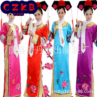 特价古装妃子演出服清朝丫鬟宫女表演服满族旗袍影楼写真