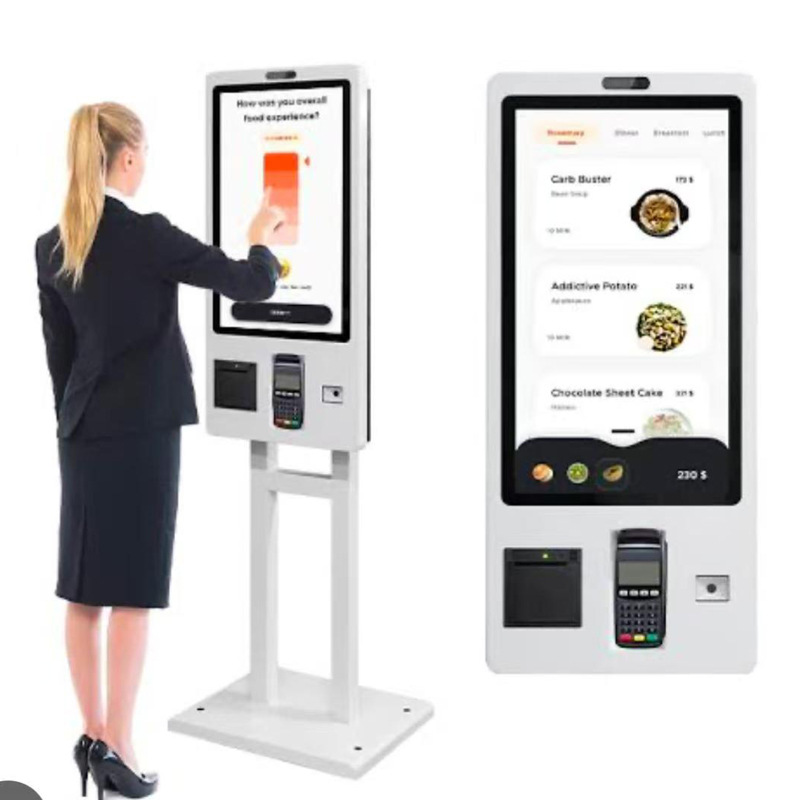 27寸壁挂式自助结算一体机高铁机场地铁售票打印小票餐饮结账大屏