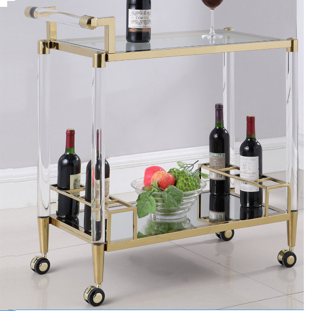 北欧轻奢茶几沙发玻璃透明家用配套茶几亚克力不锈钢茶几桌沙发组