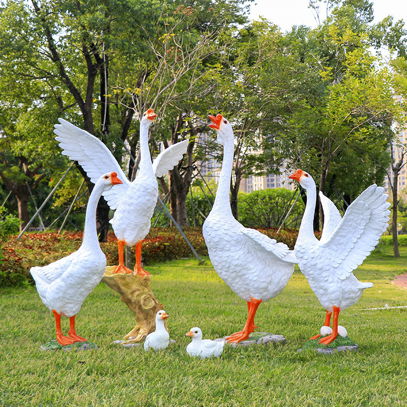 户外仿真大白鹅雕塑摆件花园草坪别墅庭院园林农家乐鸭子落地装饰