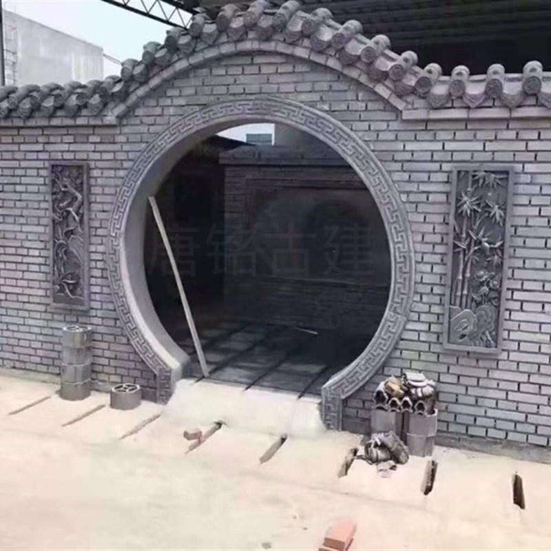 月亮门砖雕 拱门门套线圆形弧形 仿古线条中式庭院装饰青砖回纹线