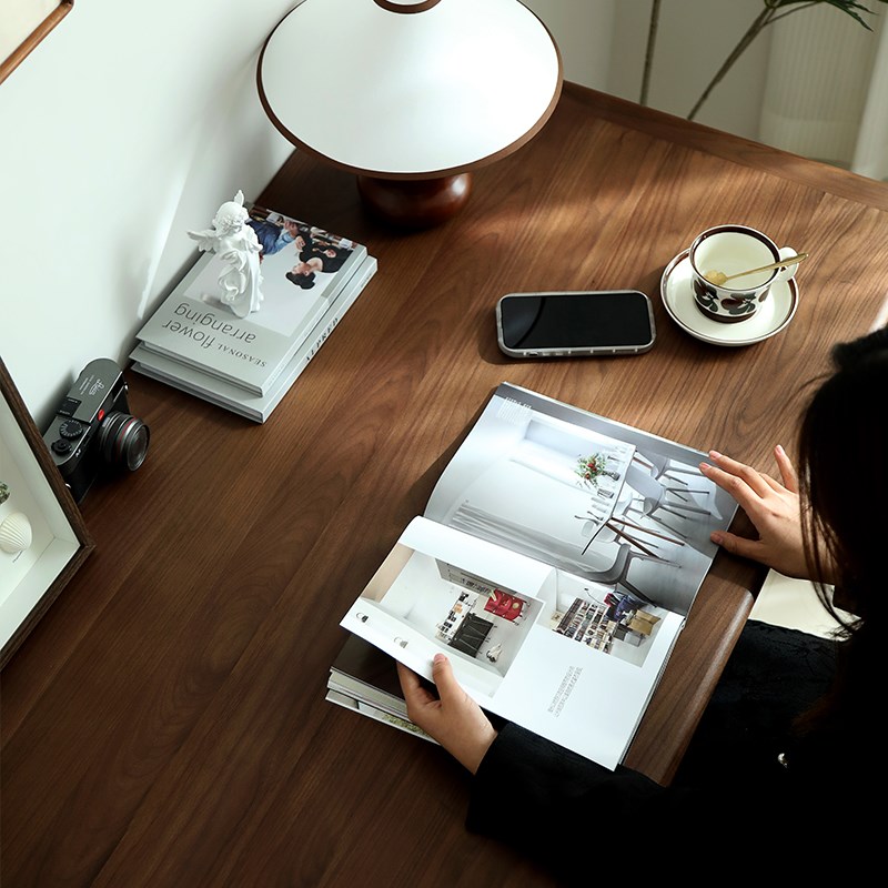 北美黑胡桃木书桌全实木梳妆台办公桌电脑桌轻奢高级感客厅双人纯