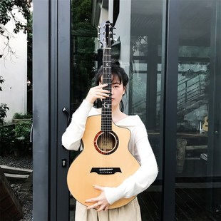 【伟康吉他教室】伊瑞斯星月系 41寸 单板 电箱木吉他初学