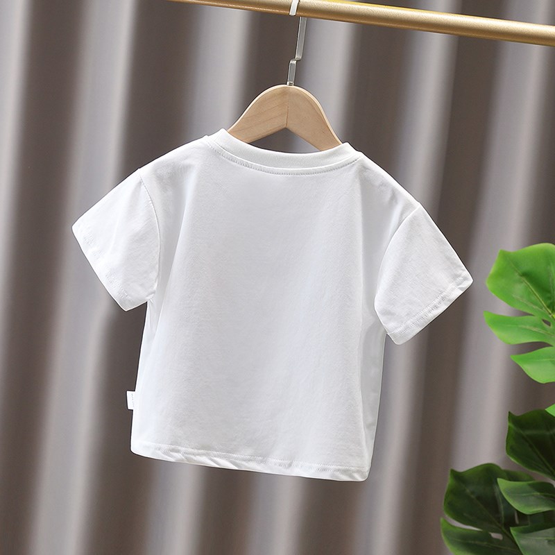 小童潮范立体薯条短袖T恤男女童2024夏装宝宝百搭上衣5儿童半袖衫