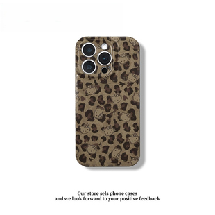 棕色豹纹猫头新款适用苹果17Pro手机壳iPhone16max小米15华为mate70pura80k60荣耀300x200nova14一加ace5s30