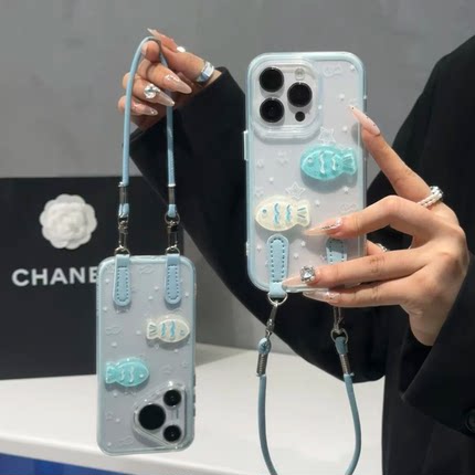 星星ins小鱼挂绳新款适用苹果17Pro手机壳iPhone16max14小米15华为mate80pura70p60opporeno13荣耀300x200s20