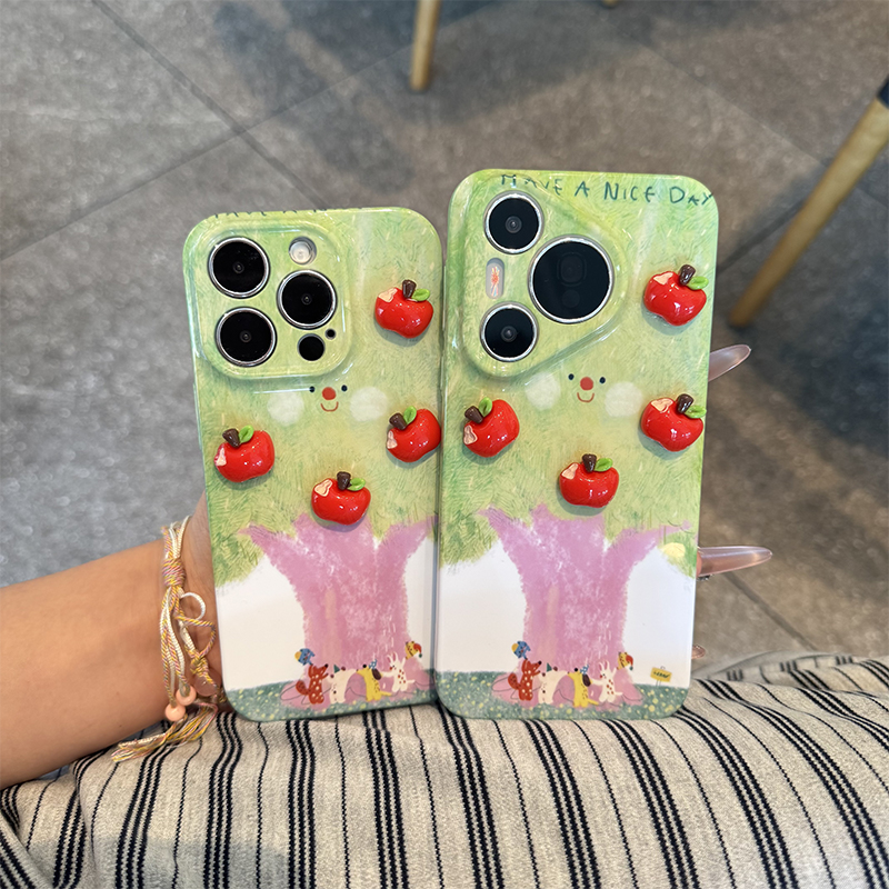 立体苹果树小动物新款适用苹果16Pro手机壳iPhone14max小米15华为mate70pura80k60nova13荣耀300x100vivos19
