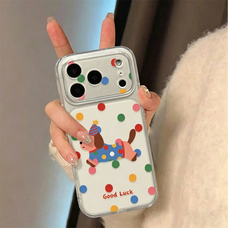 彩波点腊肠狗适用于苹果17promax手机壳iPhone16pro新款iP15plus高颜值14简约air防摔13女款12全包11xsmax套