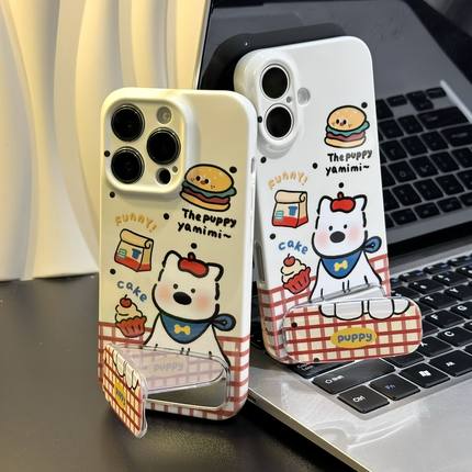 趣味汉堡甜点小狗支架适用苹果16pro手机壳iPhone15max小米14华为mate70pura80k60opporeno13荣耀300x100s19