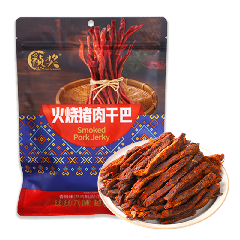 祯奖手撕猪肉条火烧干巴香辣风干肉解馋麻辣零食猪肉松条休闲食品