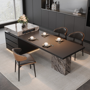 意式 岩板岛台餐桌一体家用可伸缩大别墅高端多功能厨房中岛台餐桌